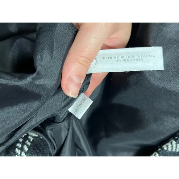 Anne Taylor Plaid Peacoat Size 6 Black & White Recycled Wool Blend Women’s - Picture 10 of 11